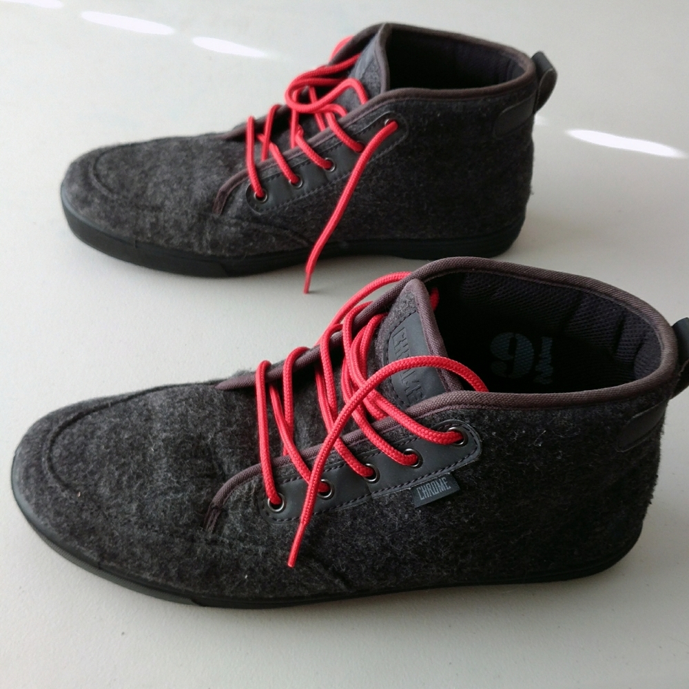 Chrome 9.5 Mens Peshka Charcoal Felt Lace Up Shoe